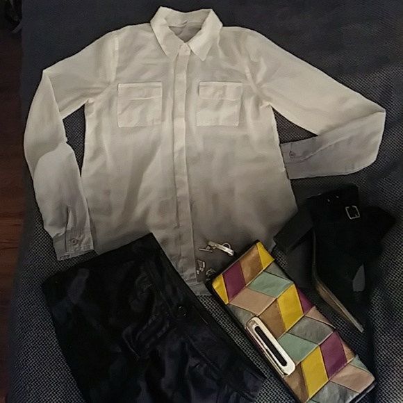 Sheer Cream & Grey Ombre Blouse - Picture 2 of 2